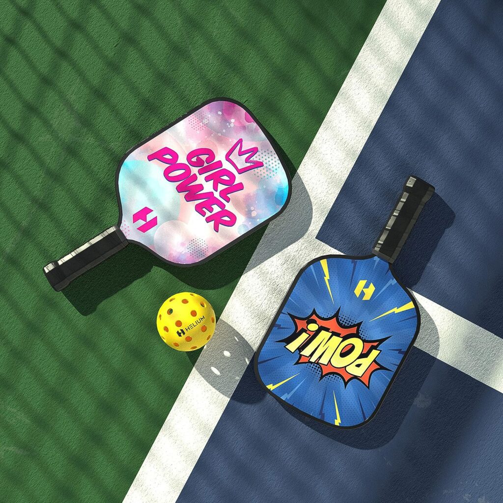 Helium Pickleball Paddle for Kids – Child Size for Children 12 and Under, Lightweight Honeycomb Core, Graphite Strike Face, Pickleball Paddle  Drawstring Bag - Girl Power